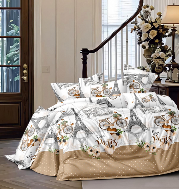 Комплект постельного белья Сатин №с22 Евро на кнопках