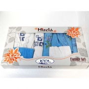 Набор Hisena Kadife с стразами синий 2 халата+ 4 полотенца