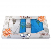 Набор Hisena dray синий цветок 2 халата+ 4 полотенца