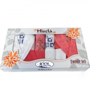 Набор Hisena Kadife персиковый 2 халата+ 4 полотенца