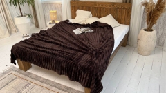 Покрывало шарпей, Евро 200*220 Коричневое полоса 4см