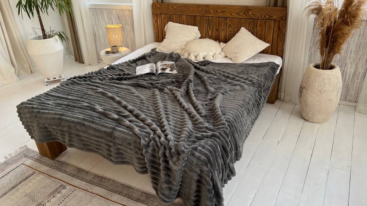 Покрывало шарпей, Полуторный 150х200 Графитовое полоса 4см